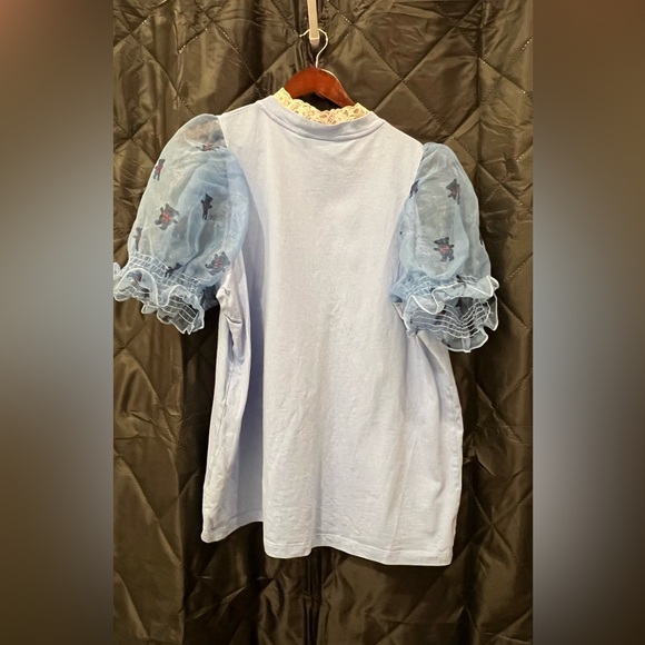Puff Sleeve Top - Lazy Oaf - Baby blue lace collar w sheer   Sleeves - Picture 3 of 11